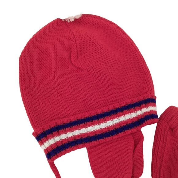 Vintage Knit Baby Outfit Size 6-12 Footie Pants Sweater Pompom Earflap Hat Cars - Picture 2 of 10